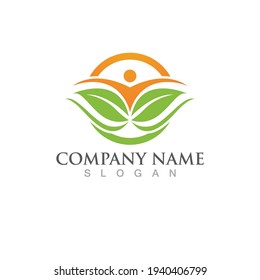 Logos of green Tree leaf ecology nature element vector