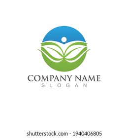 Logotipos de ecología de hoja de árbol verde elemento de naturaleza vector