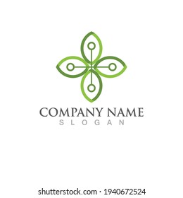 Logotipos de ecología de hoja de árbol verde elemento de naturaleza vector