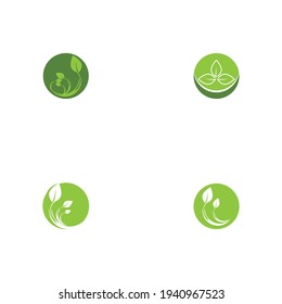Logos of green Tree leaf ecology nature element vector