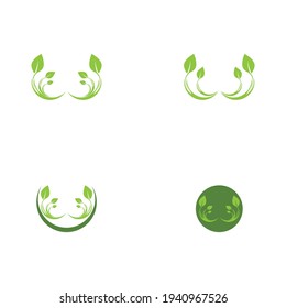 Logos of green Tree leaf ecology nature element vector