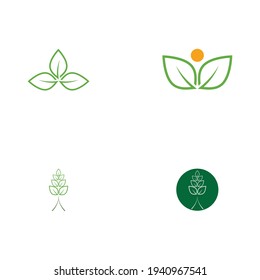 Logos of green Tree leaf ecology nature element vector