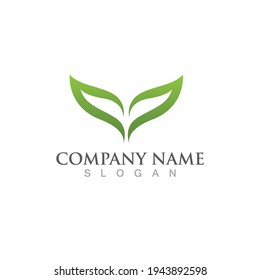 Logos of green Tree leaf ecology nature element vector