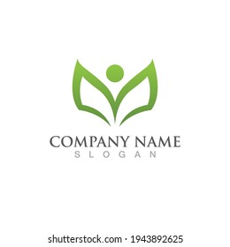 Logos of green Tree leaf ecology nature element vector