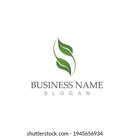 Logotipos de ecología de hoja de árbol verde elemento de naturaleza vector