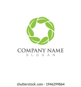Logos of green Tree leaf ecology nature element vector