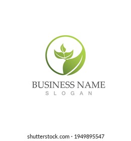 Logotipos de ecología de hoja de árbol verde elemento de naturaleza vector
