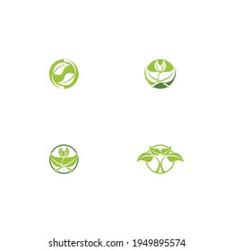Logos of green Tree leaf ecology nature element vector