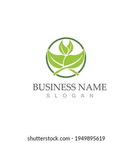 Logos of green Tree leaf ecology nature element vector
