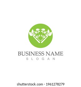 Logos of green Tree leaf ecology nature element vector