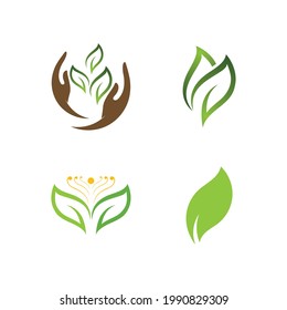 Logos of green Tree leaf ecology nature element vector