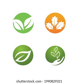 Logotipos de ecología de hoja de árbol verde elemento de naturaleza vector