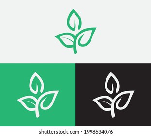 Logos of green Tree leaf ecology