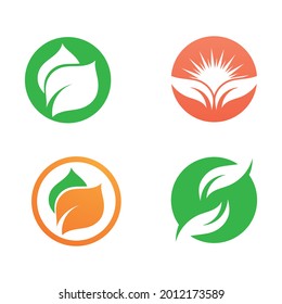 Logotipos de ecología de hoja de árbol verde elemento de naturaleza vector