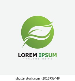 Logotipos de ecología de hoja de árbol verde elemento de naturaleza vector