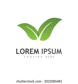 Logos of green Tree leaf ecology nature element vector
