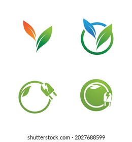 Logos of green Tree leaf ecology nature element vector