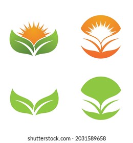 Logos of green Tree leaf ecology nature element vector
