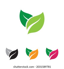 Logos of green Tree leaf ecology nature element vector