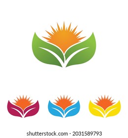 Logos of green Tree leaf ecology nature element vector