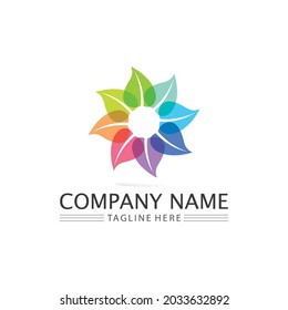 Logotipos de ecología de hoja de árbol verde elemento de naturaleza diseño del logotipo vectorial e icono