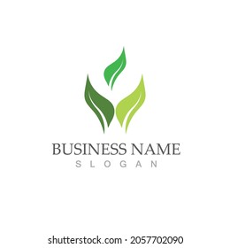 Logotipos de ecología de hoja de árbol verde elemento de naturaleza vector