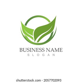 Logotipos de ecología de hoja de árbol verde elemento de naturaleza vector