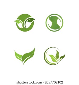 Logos of green Tree leaf ecology nature element vector