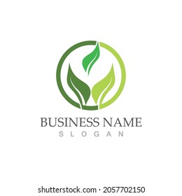 Logotipos de ecología de hoja de árbol verde elemento de naturaleza vector