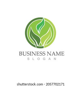 Logos of green Tree leaf ecology nature element vector