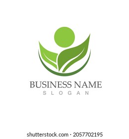 Logotipos de ecología de hoja de árbol verde elemento de naturaleza vector