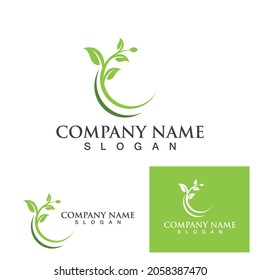 Logos of green Tree leaf ecology nature element vector