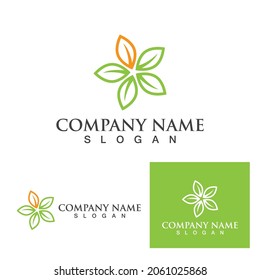 Logos von grünen Baumblätterökologie, Naturelement Vektorgrafik