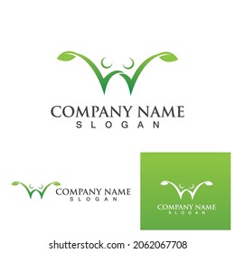 Logos of green Tree leaf ecology nature element vector