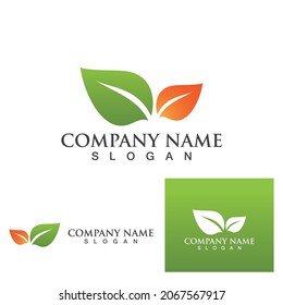 Logos of green Tree leaf ecology nature element vector