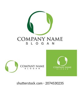 Logos of green Tree leaf ecology nature element vector