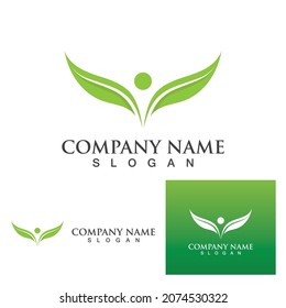 Logos of green Tree leaf ecology nature element vector