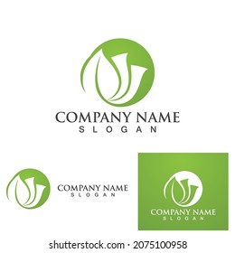 Logos of green Tree leaf ecology nature element vector