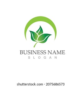 Logos von grünen Baumblätterökologie, Naturelement Vektorgrafik