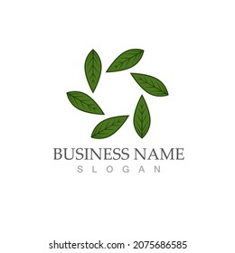 Logotipos de ecología de hoja de árbol verde elemento de naturaleza vector