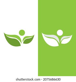 Logotipos de ecología de hoja de árbol verde elemento de naturaleza vector