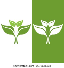 Logotipos de ecología de hoja de árbol verde elemento de naturaleza vector