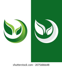 Logos of green Tree leaf ecology nature element vector