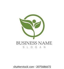 Logos of green Tree leaf ecology nature element vector