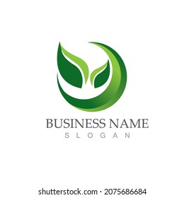 Logotipos de ecología de hoja de árbol verde elemento de naturaleza vector