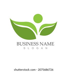 Logotipos de ecología de hoja de árbol verde elemento de naturaleza vector