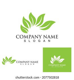 Logotipos de ecología de hoja de árbol verde elemento de naturaleza vector