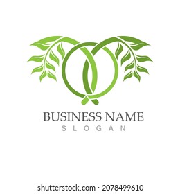 Logos of green Tree leaf ecology nature element vector