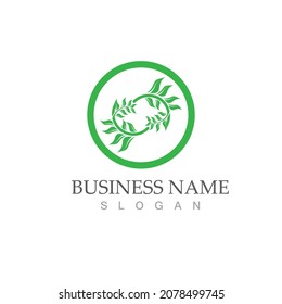 Logos of green Tree leaf ecology nature element vector