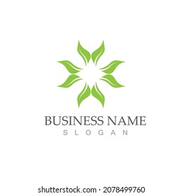 Logotipos de ecología de hoja de árbol verde elemento de naturaleza vector